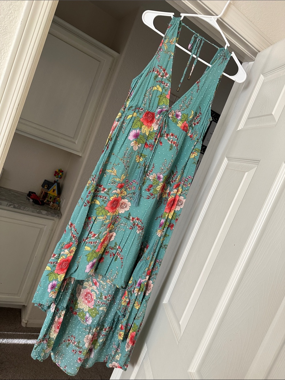 VICI Teal Floral High-Low Maxi Dress